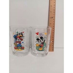 Disney Mickey Mouse McDonald's Celebrate 2000 Clear Glass 4.5" Lot Of 2